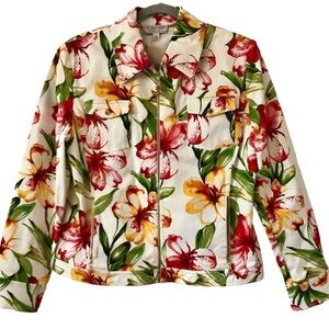 St John Sports Marie Gray Floral Tropical Jacket